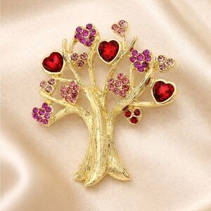 Family Tree Gold Pin Brooch